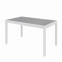 Eveleen Outdoor Patio Table With Six Gray Powder-coated Polymer Chairs, 32 X 55 X 29, Gray, Ships In 4-6 Business Days