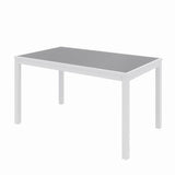 Eveleen Outdoor Patio Table With Six Gray Powder-coated Polymer Chairs, 32 X 55 X 29, Gray, Ships In 4-6 Business Days