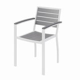 Eveleen Outdoor Patio Table With Six Gray Powder-coated Polymer Chairs, 32 X 55 X 29, Gray, Ships In 4-6 Business Days