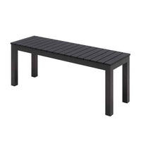 Eveleen Outdoor Patio Table W/ Two Black Powder-coated Polymer Chairs And Two Benches, 32 X 55, Gray, Ships In 4-6 Bus Days