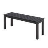 Eveleen Outdoor Patio Table W/ Two Black Powder-coated Polymer Chairs And Two Benches, 32 X 55, Gray, Ships In 4-6 Bus Days