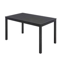 Eveleen Outdoor Patio Table W/ Two Black Powder-coated Polymer Chairs And Two Benches, 32 X 55, Gray, Ships In 4-6 Bus Days