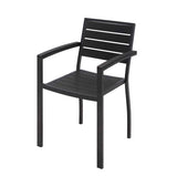 Eveleen Outdoor Patio Table With Four Black Powder-coated Polymer Chairs, Square, 35", Black, Ships In 4-6 Business Days