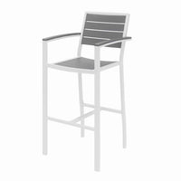 Eveleen Outdoor Bistro Patio Table With Four Gray Powder-coated Polymer Barstools, 32 X 55, Gray, Ships In 4-6 Business Days