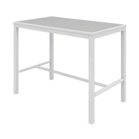 Eveleen Outdoor Bistro Patio Table With Four Gray Powder-coated Polymer Barstools, 32 X 55, Gray, Ships In 4-6 Business Days