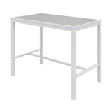 Eveleen Outdoor Bistro Patio Table With Four Gray Powder-coated Polymer Barstools, 32 X 55, Gray, Ships In 4-6 Business Days