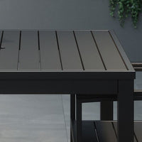 Eveleen Outdoor Bistro Patio Table With Four Black Powder-coated Polymer Barstools, 32 X 55, Black, Ships In 4-6 Bus Days