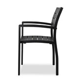 Eveleen Outdoor Patio Table With Six Black Powder-coated Polymer Chairs, 32 X 55 X 29, Black, Ships In 4-6 Business Days