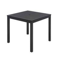 Eveleen Outdoor Patio Table With Six Black Powder-coated Polymer Chairs, 32 X 55 X 29, Black, Ships In 4-6 Business Days