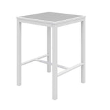 Eveleen Outdoor Bistro Patio Table With Two Gray Powder-coated Polymer Barstools, 30" Square, Gray, Ships In 4-6 Bus Days