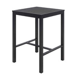 Eveleen Outdoor Bistro Patio Table With Two Black Powder-coated Polymer Barstools, 30" Square, Black, Ships In 4-6 Bus Days