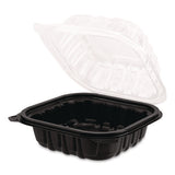 Polypropylene Plastic Hinged Container, 6 X 6 X 3, Black/clear, Plastic, 50/pack, 6 Packs/carton