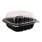 Polypropylene Plastic Hinged Container, 6 X 6 X 3, Black/clear, Plastic, 50/pack, 6 Packs/carton