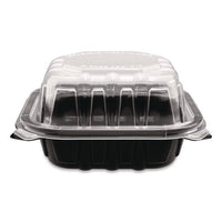 Polypropylene Plastic Hinged Container, 6 X 6 X 3, Black/clear, Plastic, 50/pack, 6 Packs/carton