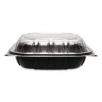 Polypropylene Plastic Hinged Container, 9 X 9 X 3, Black/clear, Plastic, 50/pack, 3 Packs/carton