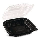 Polypropylene Plastic Hinged Container, 9 X 9 X 3, Black/clear, Plastic, 50/pack, 3 Packs/carton