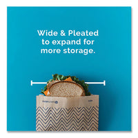 Xl Sandwich Bag With Resealable Stickers, 7.1 X 2 X 9.1, Kraft With Black Chevron Pattern, 50/box