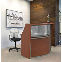 Reception Desk With Polycarbonate, 72 X 32 X 46, Cherry, Ships In 1-3 Business Days