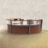 Reception Desk With Polycarbonate, 72 X 32 X 46, Cherry, Ships In 1-3 Business Days