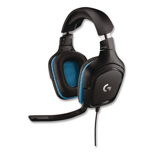 G432 7.1 Surround Sound Wired Gaming Binaural Over The Head Headset, Black/blue