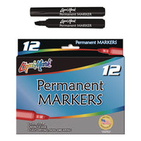 Permanent Marker, Chisel Tip, Black, Dozen