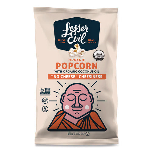 Snack Organic No Cheese Cheesiness Popcorn, Cheese, 0.88 Oz Bag, 18/carton