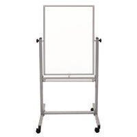 Mobile Magnetic Whiteboard, 27" X 59", White Surface, Satin Aluminum Frame