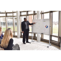 Mobile Magnetic Whiteboard, 48" X 36", White Surface, Silver Aluminum Frame