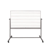 Mobile Music Staff Whiteboard, Dual-sided Music Notation, 72" X 48", White Surface, Silver Aluminum Frame