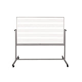 Mobile Music Staff Whiteboard, Dual-sided Music Notation, 72" X 48", White Surface, Silver Aluminum Frame