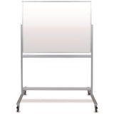 Mobile Magnetic Glass Dry Erase Board, 48" X 36", White Surface, Silver Aluminum Frame