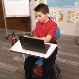 Classroom Series All-in-one Student Desk And Chair, Supports Up To 330 Lb, 19" Seat Height, Blue Seat/back, Gray Base