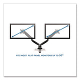 Dual Monitor Gas-spring Mounting Arm, For 13" To 32" Monitors, 360 Degree Rotation, +/-45 Degree Tilt, Black, Supports 20 Lb