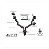 Dual Monitor Gas-spring Mounting Arm, For 13" To 32" Monitors, 360 Degree Rotation, +/-45 Degree Tilt, Black, Supports 20 Lb