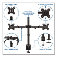 Full Motion Dual Monitor Desktop Mount, For 17" To 27" Monitors, 360 Degree Rotation, +/-90 Degree Tilt, Black, Supports 22lb