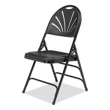 1100 Series Fan-back Tri-brace Dual Hinge Folding Chair, Supports 500 Lb, 17.75" Seat Ht, Black, 4/ct, Ships In 1-3 Bus Days