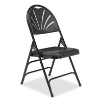 1100 Series Fan-back Tri-brace Dual Hinge Folding Chair, Supports 500 Lb, 17.75" Seat Ht, Black, 4/ct, Ships In 1-3 Bus Days