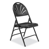 1100 Series Fan-back Tri-brace Dual Hinge Folding Chair, Supports 500 Lb, 17.75" Seat Ht, Black, 4/ct, Ships In 1-3 Bus Days