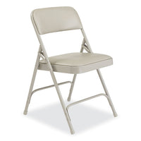 1200 Series Premium Vinyl Dual-hinge Folding Chair, Supports 500lb, 17.75" Seat Height, Warm Gray, 4/ct,ships In 1-3 Bus Days
