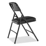 1200 Series Premium Vinyl Dual-hinge Folding Chair, Supports 500 Lb, 17.75" Seat Ht, Caviar Black, 4/ct,ships In 1-3 Bus Days