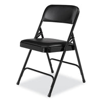 1200 Series Premium Vinyl Dual-hinge Folding Chair, Supports 500 Lb, 17.75" Seat Ht, Caviar Black, 4/ct,ships In 1-3 Bus Days