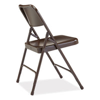 200 Series Premium All-steel Double Hinge Folding Chair, Supports 500 Lb, 17.25" Seat Ht, Brown, 4/ct, Ships In 1-3 Bus Days