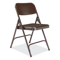 200 Series Premium All-steel Double Hinge Folding Chair, Supports 500 Lb, 17.25" Seat Ht, Brown, 4/ct, Ships In 1-3 Bus Days