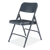 200 Series Premium All-steel Double Hinge Folding Chair, Supports 500 Lb, 17.25" Seat Ht, Blue, 4/ct, Ships In 1-3 Bus Days