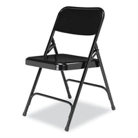200 Series Premium All-steel Double Hinge Folding Chair, Supports 500 Lb, 17.25" Seat Ht, Black, 4/ct, Ships In 1-3 Bus Days