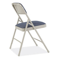 2200 Series Fabric Dual-hinge Premium Folding Chair, Supports 500 Lb, Blue Seat/back, Gray Base, 4/ct, Ships In 1-3 Bus Days