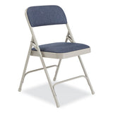 2200 Series Fabric Dual-hinge Premium Folding Chair, Supports 500 Lb, Blue Seat/back, Gray Base, 4/ct, Ships In 1-3 Bus Days