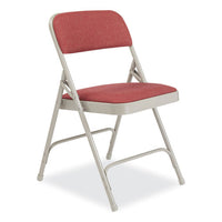 2200 Series Fabric Dual-hinge Premium Folding Chair, Supports 500lb, Cabernet Seat/back,gray Base,4/ct, Ships In 1-3 Bus Days