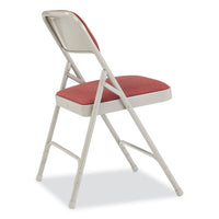 2200 Series Fabric Dual-hinge Premium Folding Chair, Supports 500lb, Cabernet Seat/back,gray Base,4/ct, Ships In 1-3 Bus Days