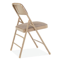 2300 Series Fabric Triple Brace Double Hinge Premium Folding Chair, Supports 500 Lb, Cafe Beige, 4/ct, Ships In 1-3 Bus Days